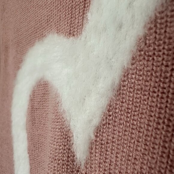 Pink Heart Sweater Kate & Sam Women M Preppy Fun Valentine Soft Boat Neck Cozy - Picture 7 of 7